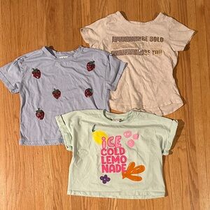Girls Short Sleeve Tees Bundle - Light Blue, Beige, Light Green